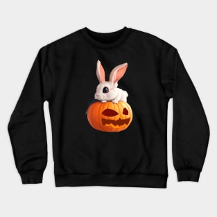 bunny with his big halloween pumpkin Crewneck Sweatshirt